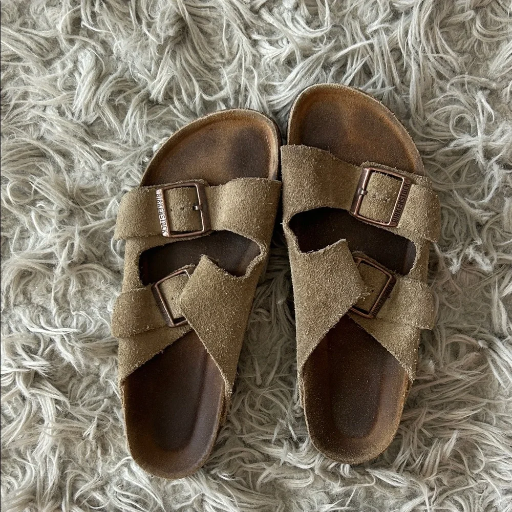 Tan/Army Green Birkenstocks Double-Strap size 39 - Picture 1 of 6